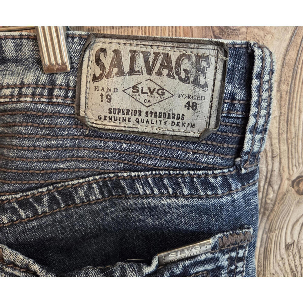 Salvage LA Denim Havoc Slim Skinny Fit Jeans Mens Size 30R Buckle Exclusive Y2K - Picture 5 of 9